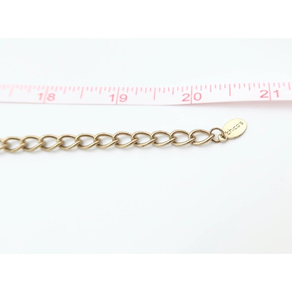 CHICOS Ornate Chunky Gold Tone & Faux Pearl Dangle Bauble Statement Necklace - Picture 10 of 10
